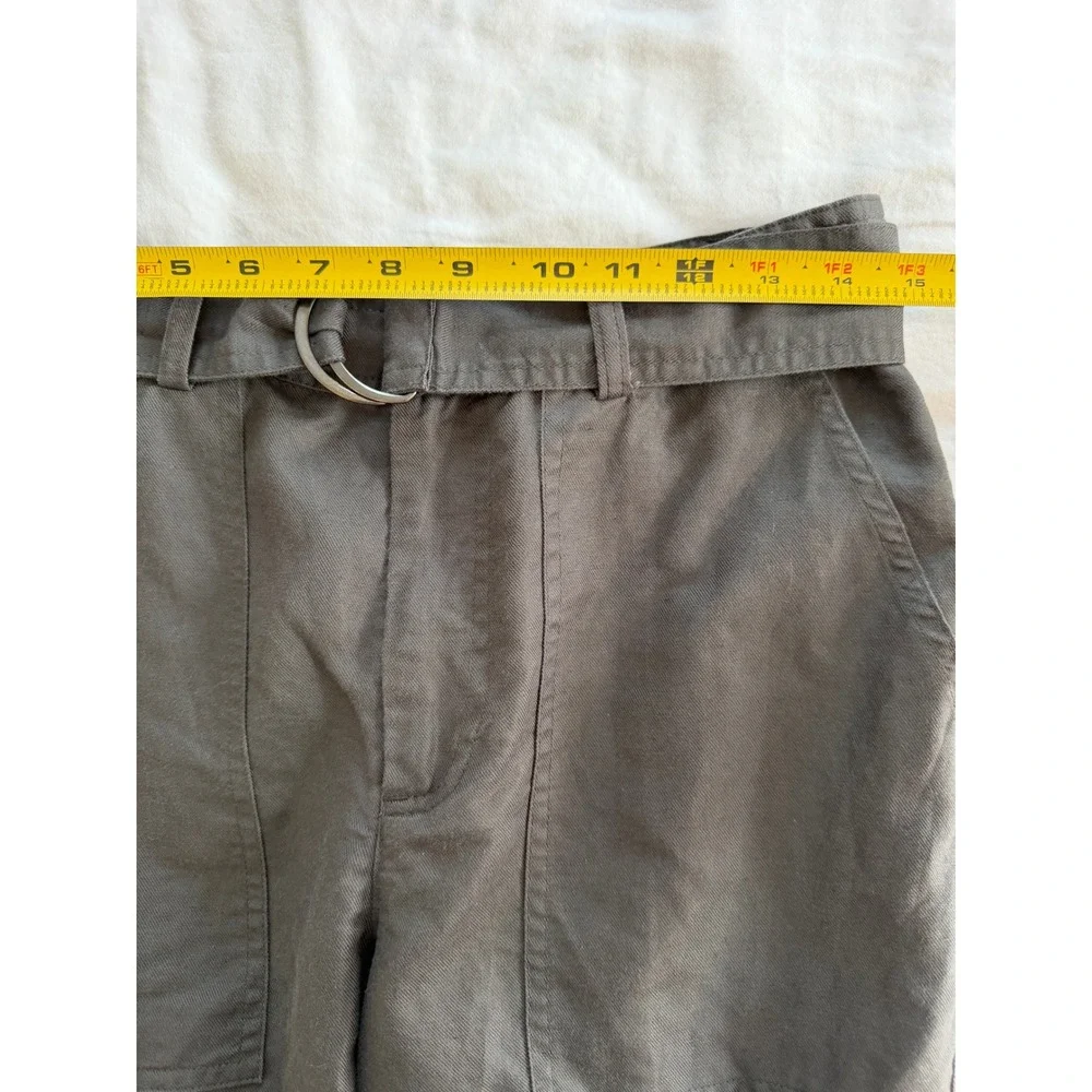 Quince Cotton Linen Twill Cargo Pants M Charcoal Gray Belted Utility Tapered